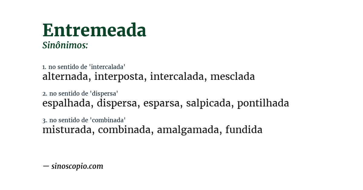 Sinônimo de entremeada
