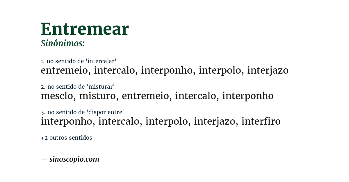 Sinônimo de entremear
