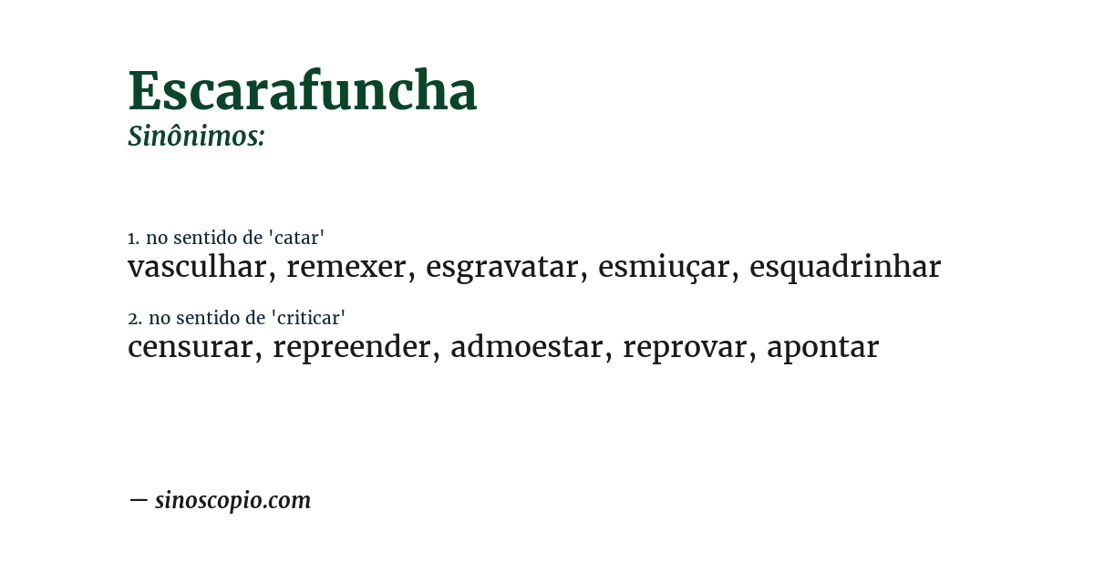 Sinônimo de escarafuncha