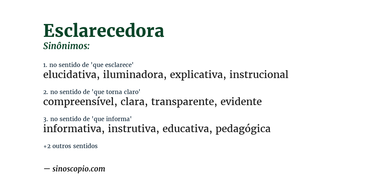 Sinônimo de esclarecedora