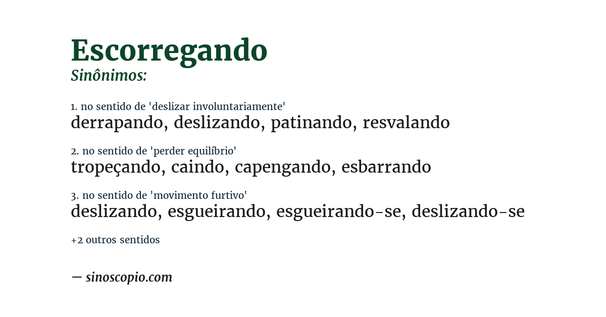 Sinônimo de escorregando