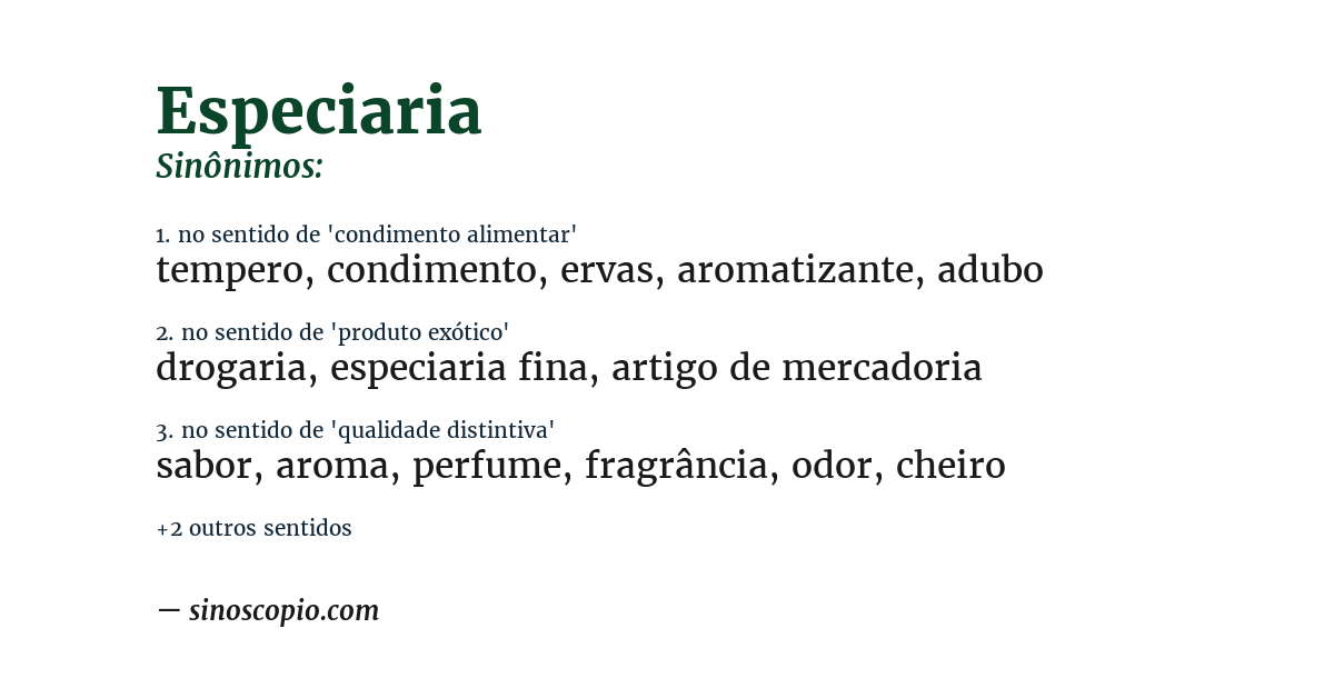 Sinônimo de especiaria