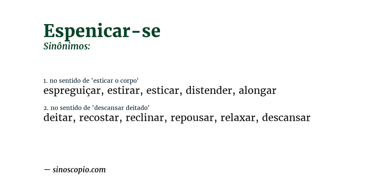 Sinônimo de espenicar-se