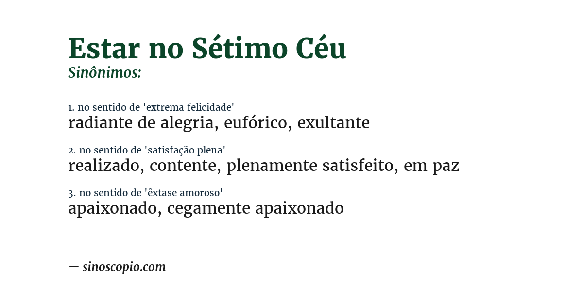 Sinônimo de estar no sétimo céu
