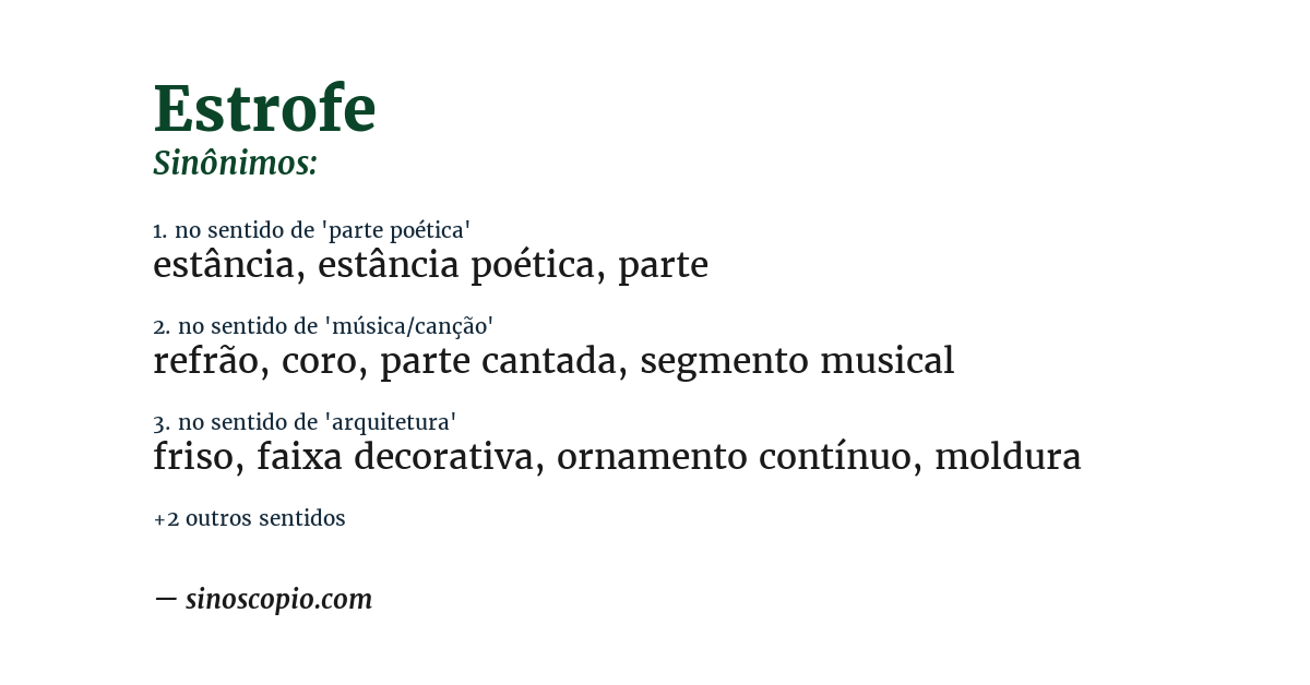 Sinônimo de estrofe