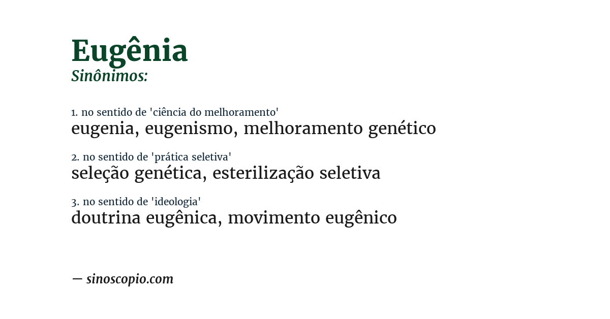 Sinônimo de eugênia