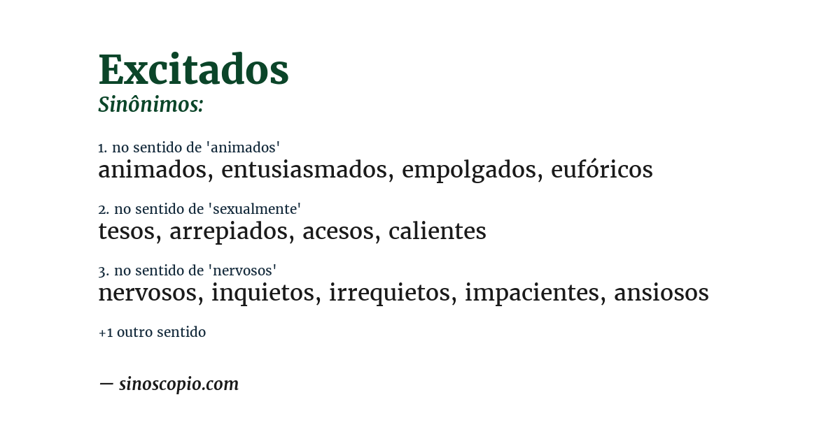 Sinônimo de excitados