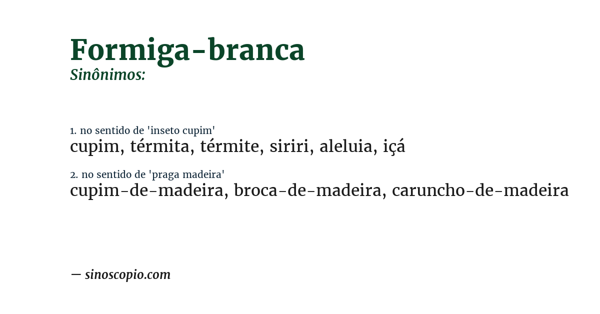 Sinônimo de formiga-branca