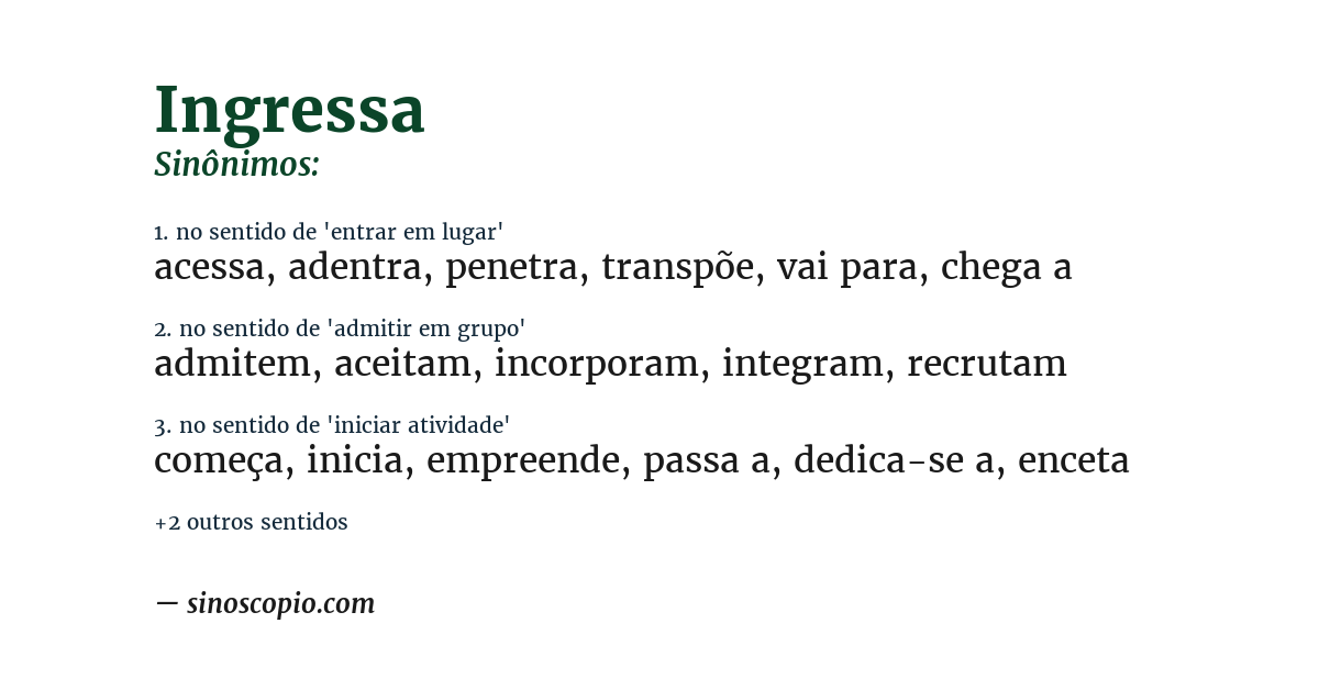 Sinônimo de ingressa