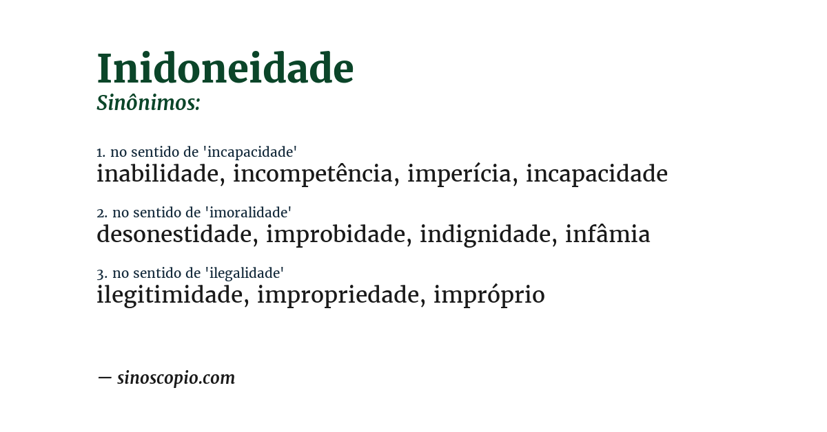 Sinônimo de inidoneidade
