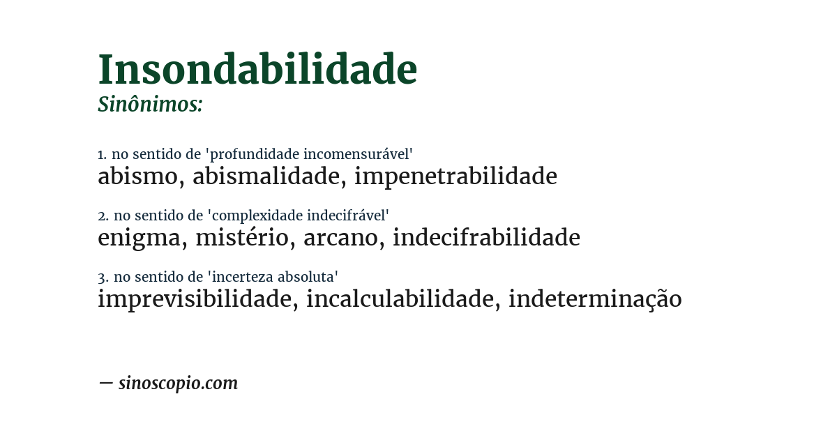 Sinônimo de insondabilidade