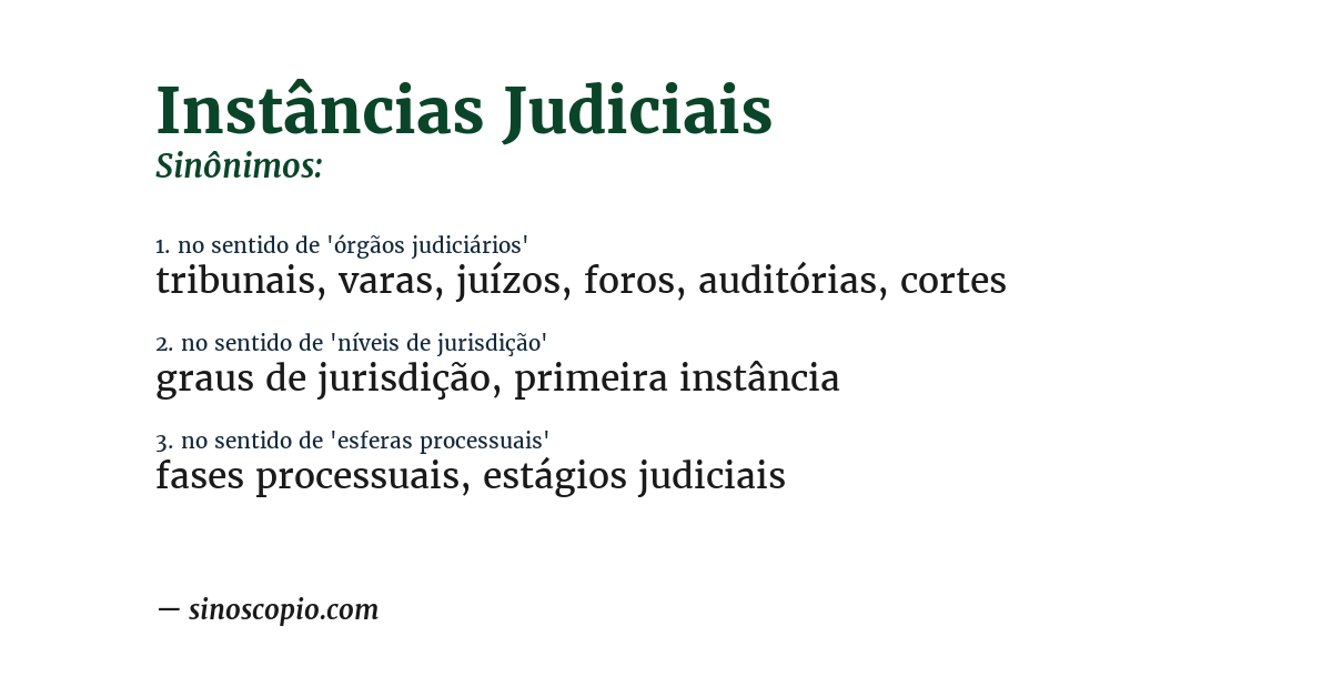 Sinônimo de instâncias judiciais