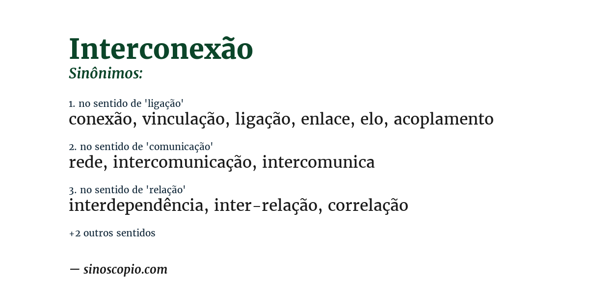 Sinônimo de interconexão