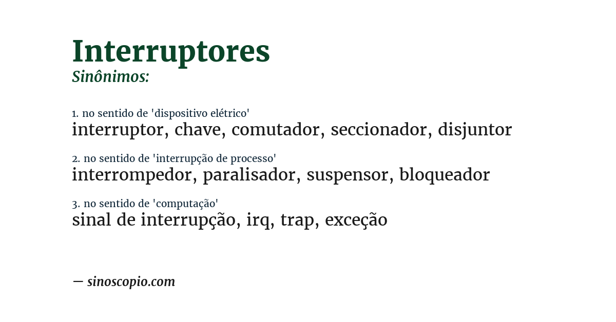 Sinônimo de interruptores
