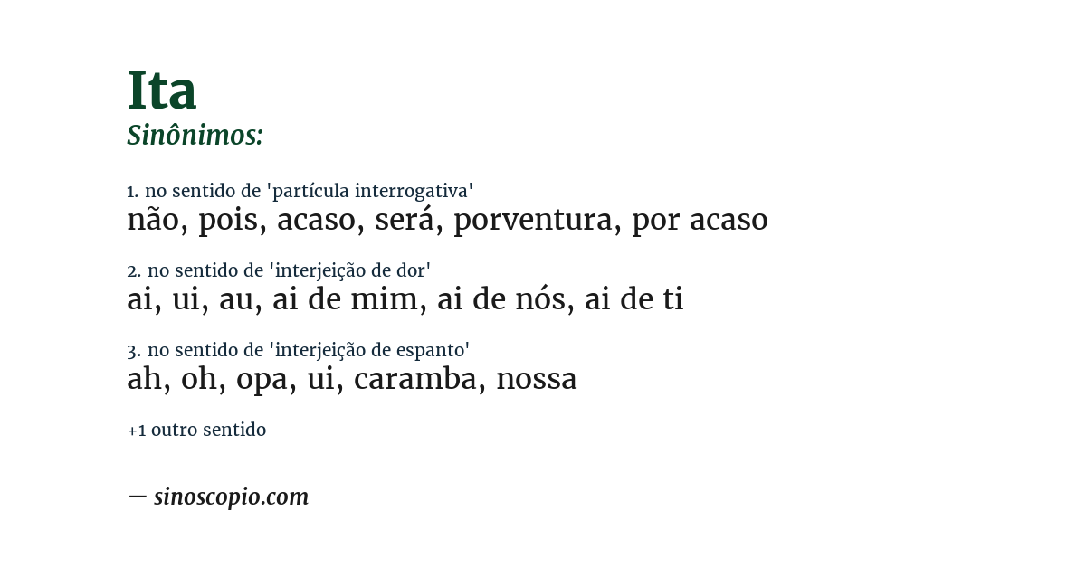 Sinônimo de ita