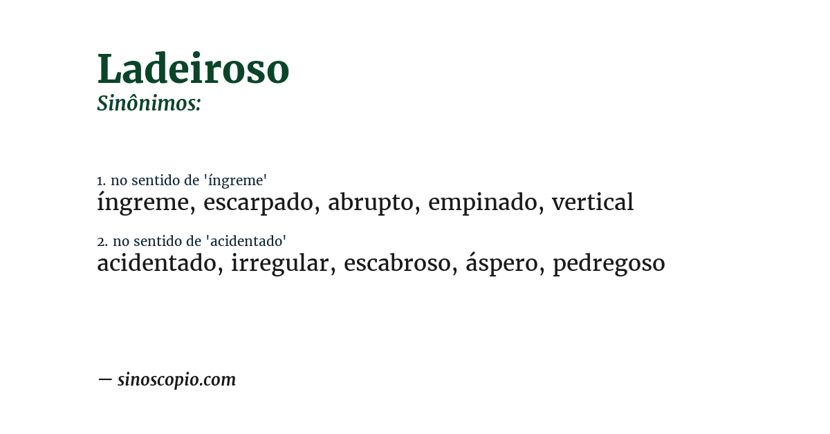 Sinônimo de ladeiroso