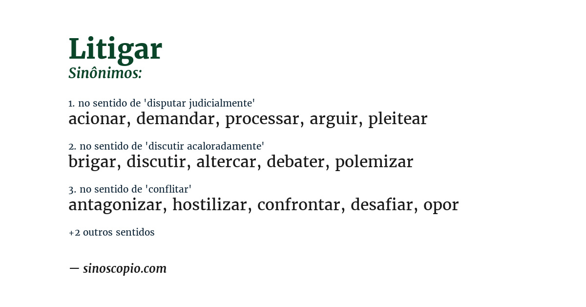 Sinônimo de litigar