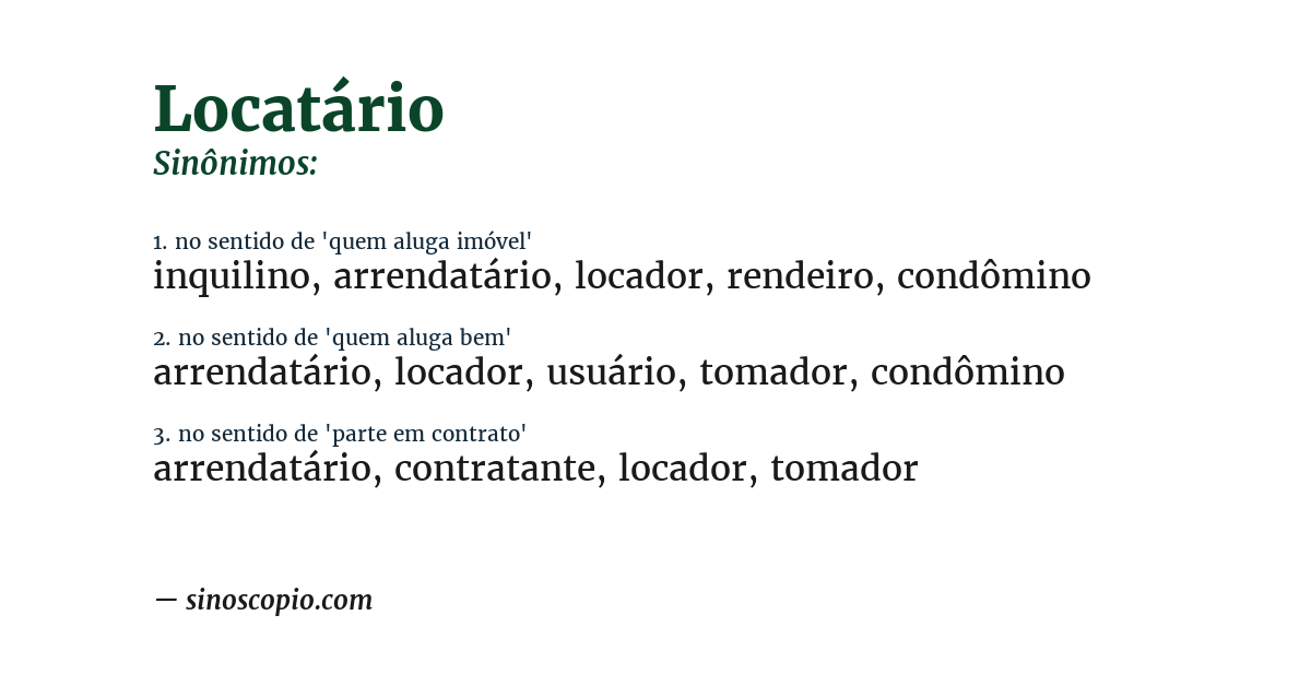 Sinônimo de locatário