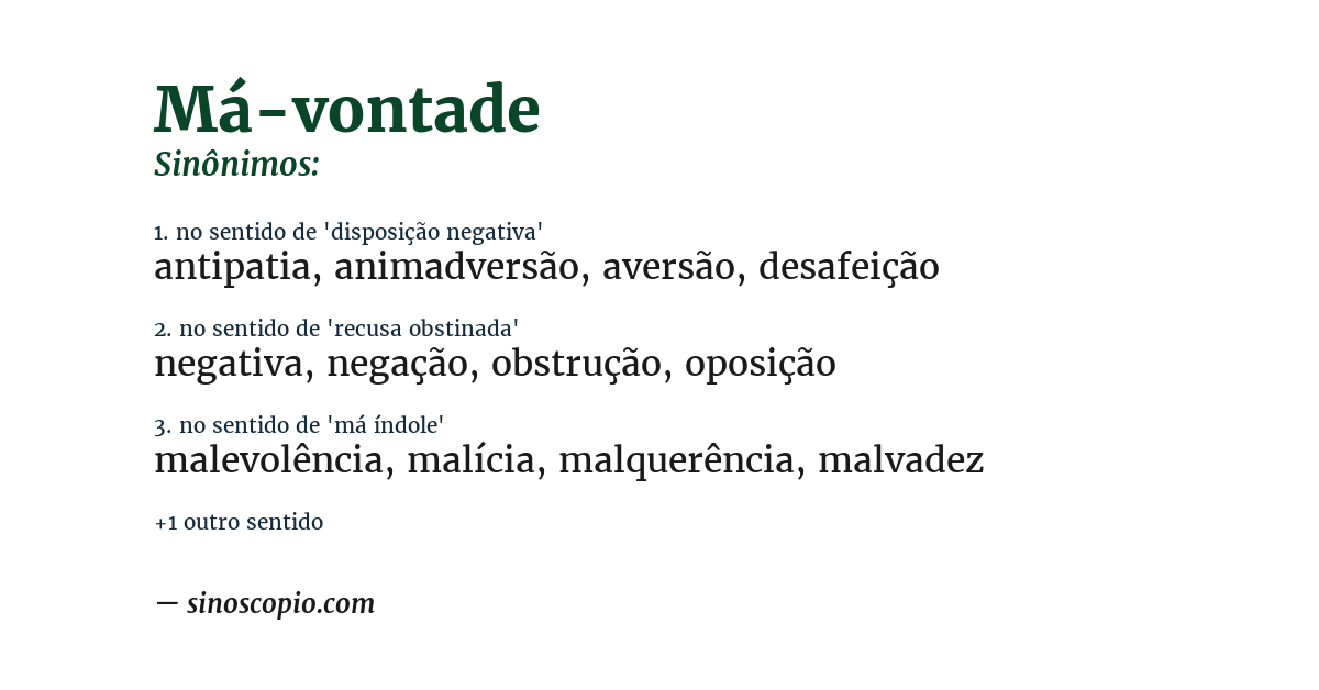 Sinônimo de má-vontade