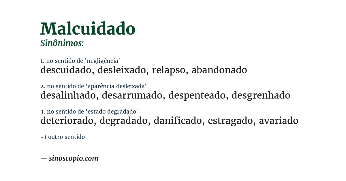 Sinônimo de malcuidado