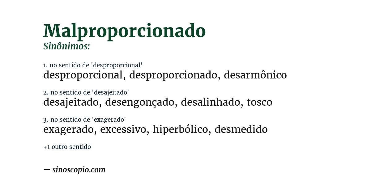 Sinônimo de malproporcionado