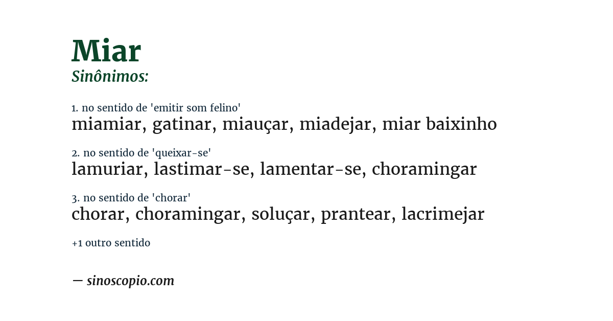 Sinônimo de miar