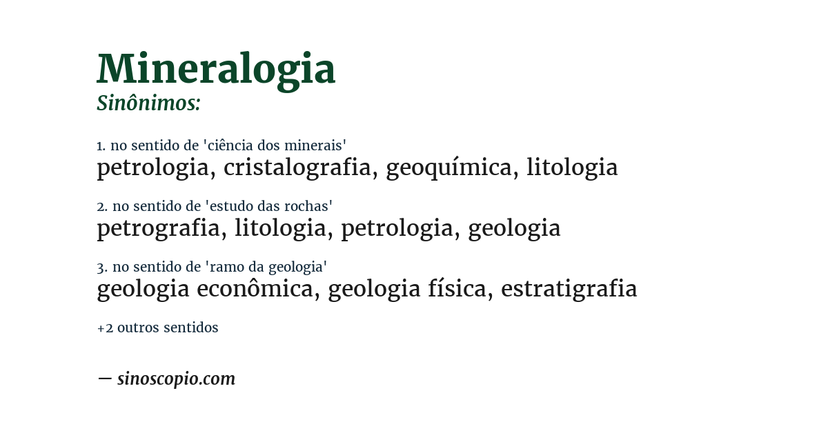 Sinônimo de mineralogia