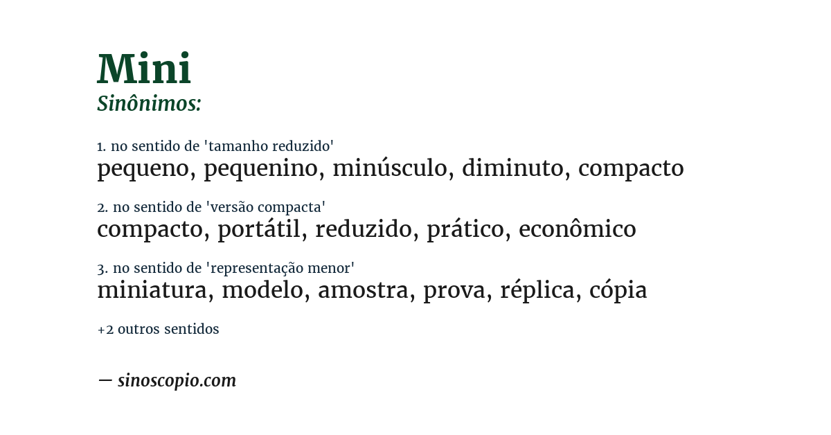 Sinônimo de mini
