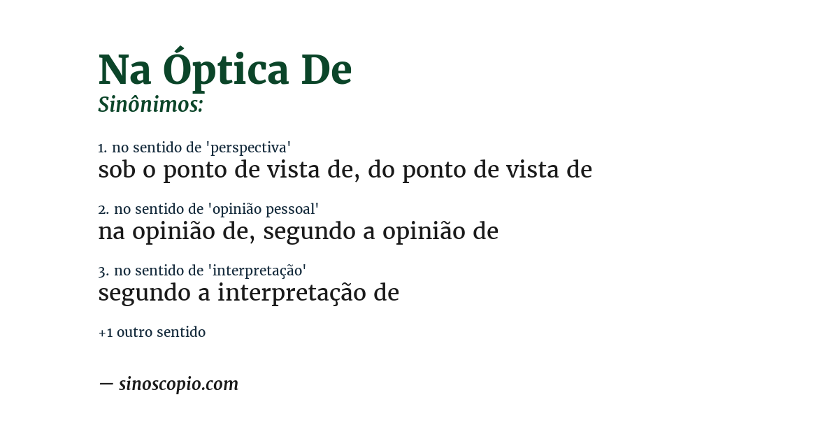Sinônimo de na óptica de