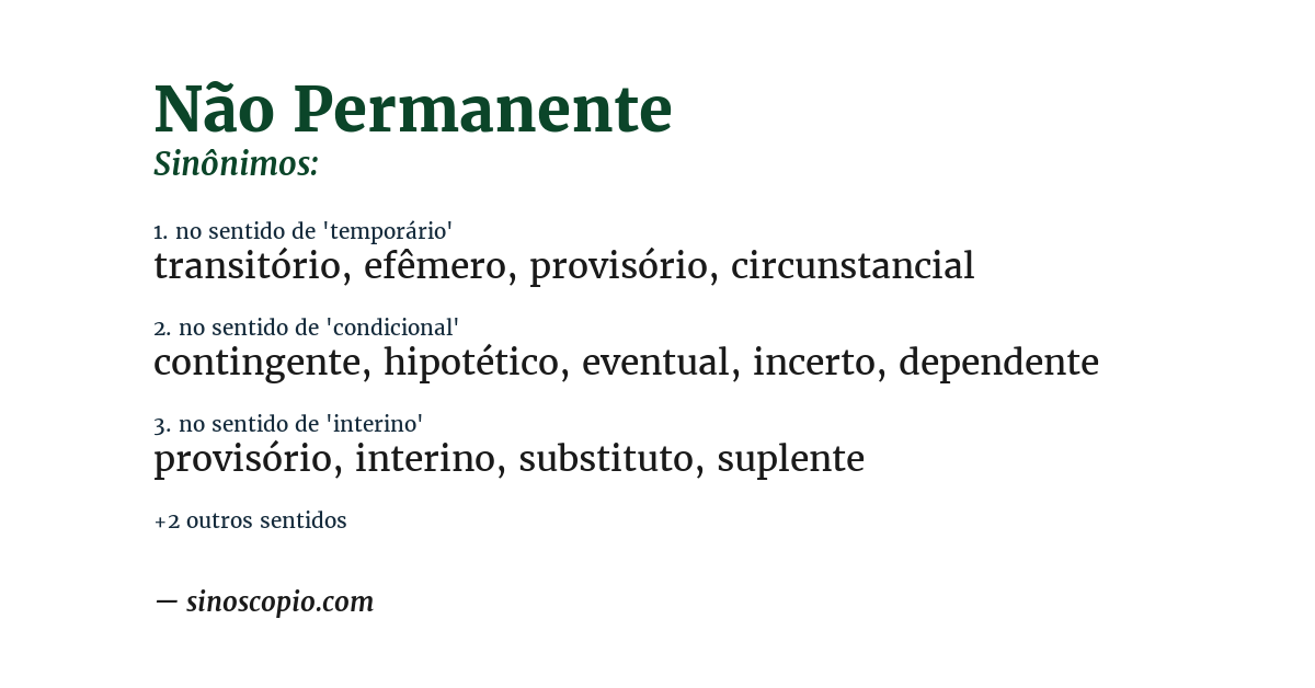 Sinônimo de não permanente