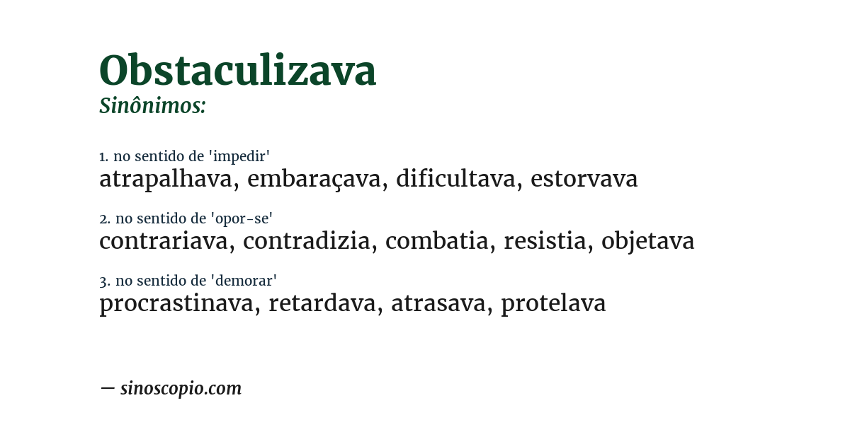 Sinônimo de obstaculizava