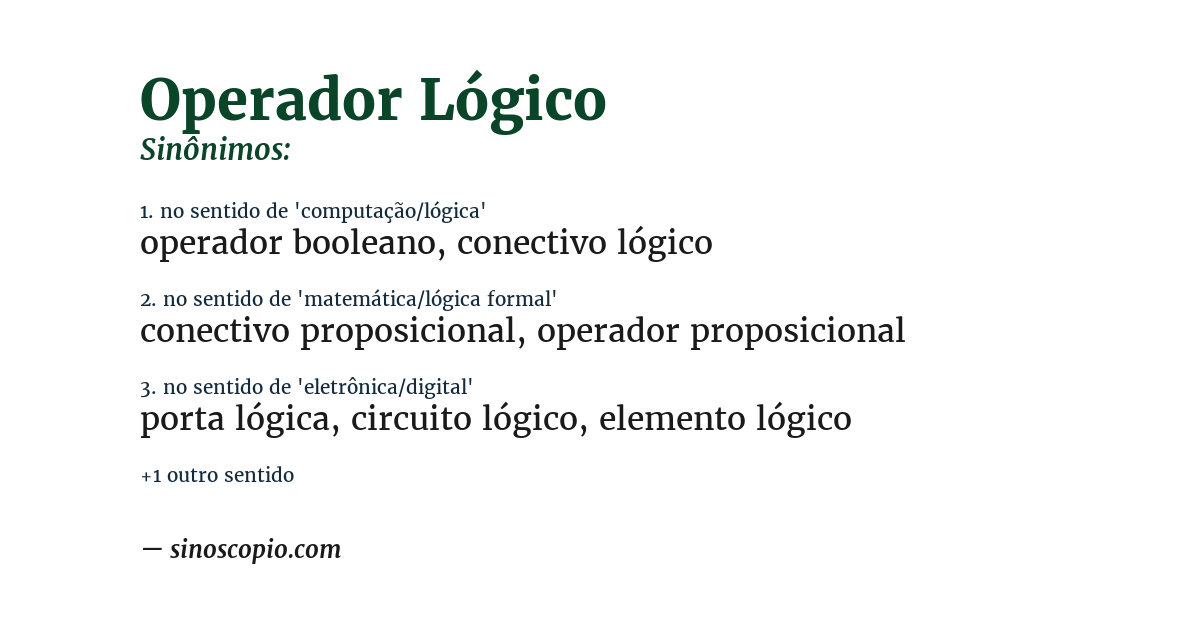 Sinônimo de operador lógico
