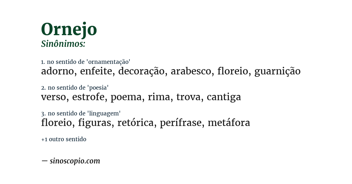 Sinônimo de ornejo