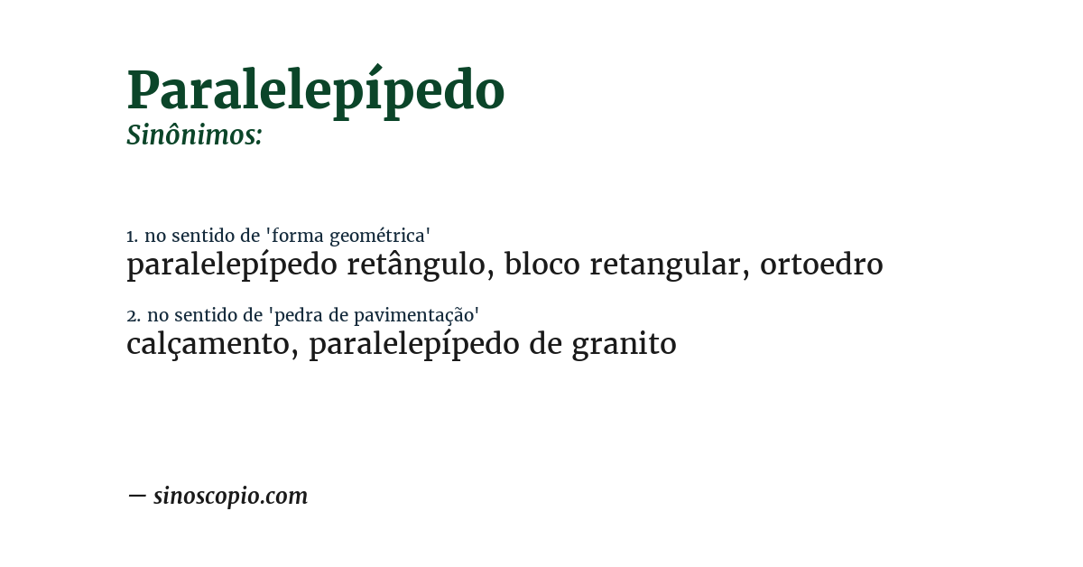 Sinônimo de paralelepípedo