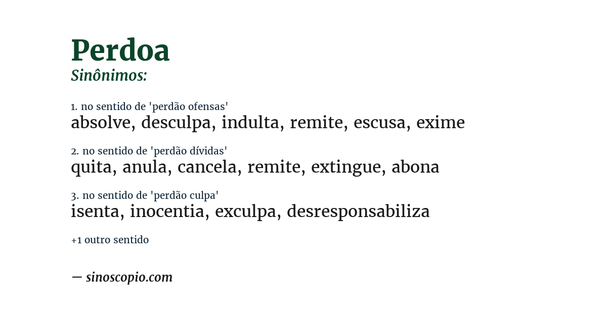 Sinônimo de perdoa