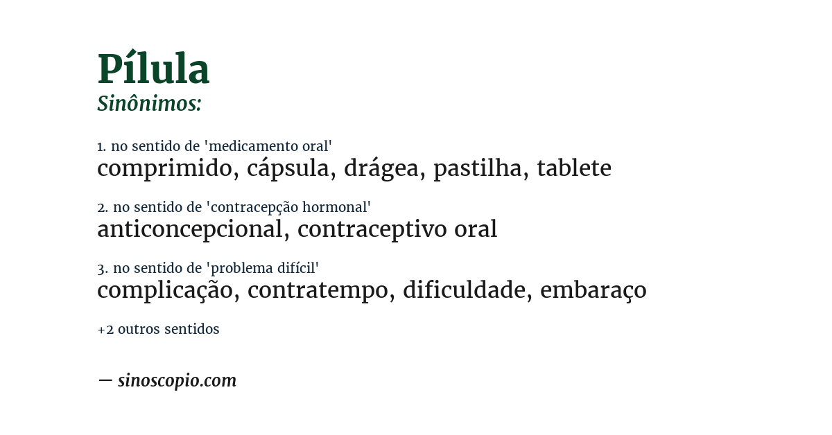 Sinônimo de pílula