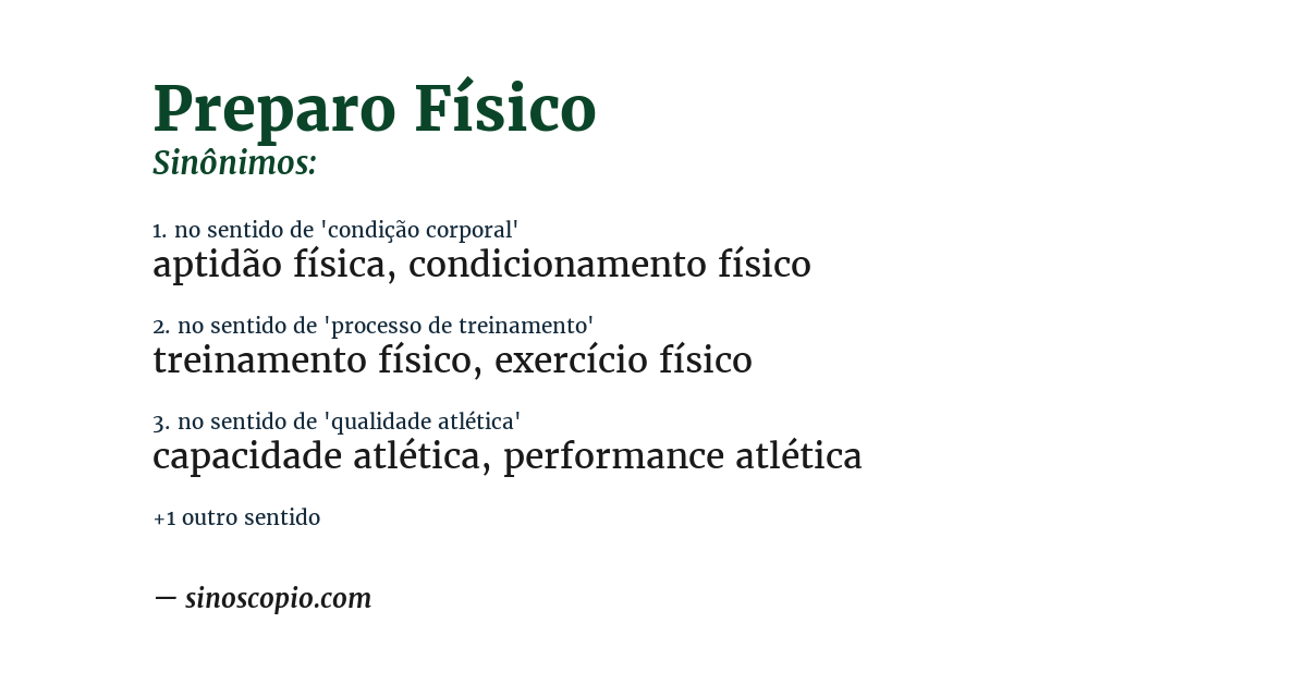 Sinônimo de preparo físico