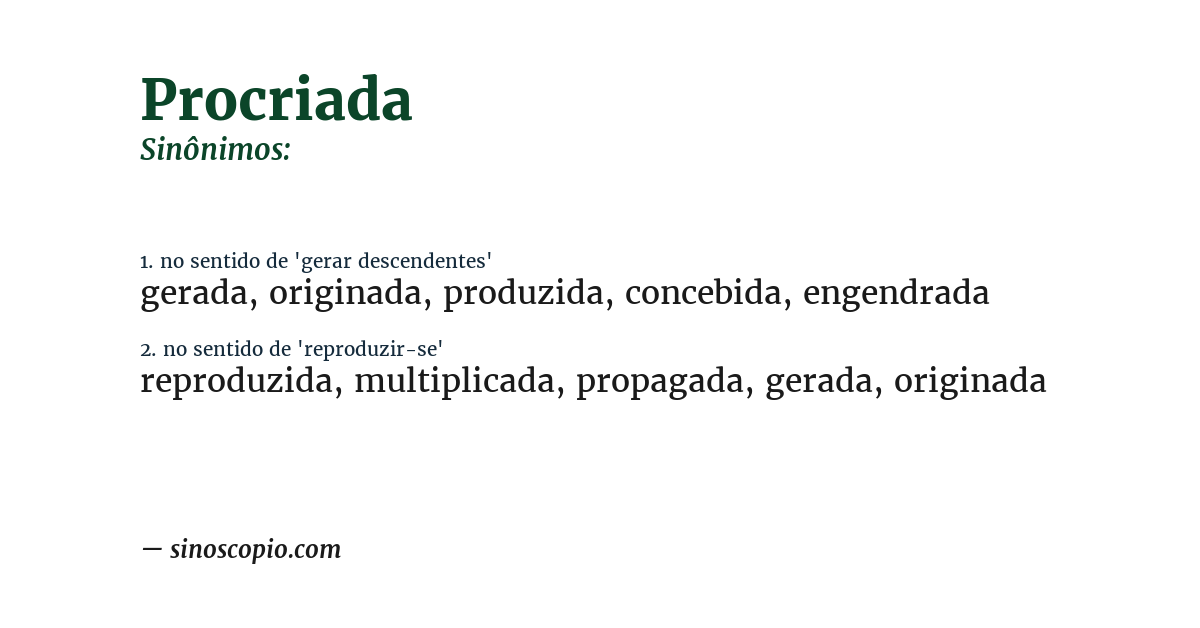 Sinônimo de procriada