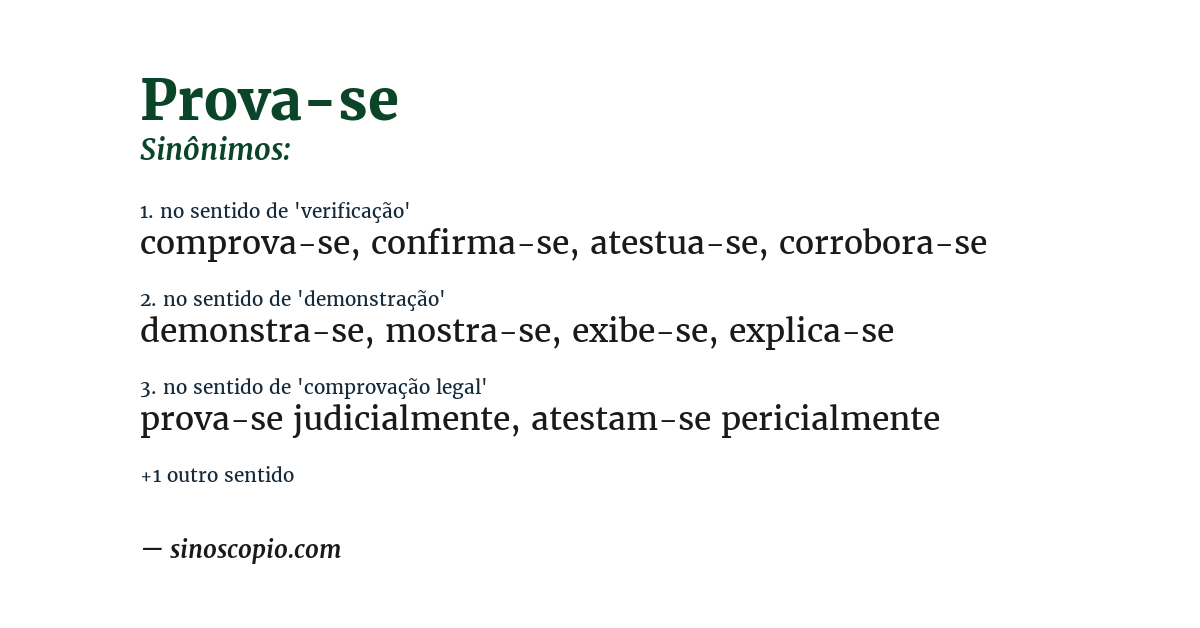 Sinônimo de prova-se