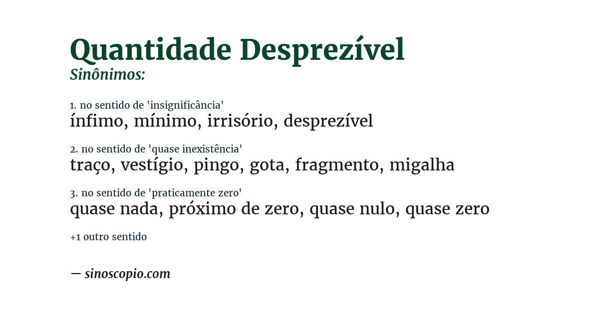 Sinônimo de quantidade desprezível
