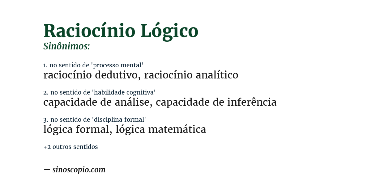 Sinônimo de raciocínio lógico