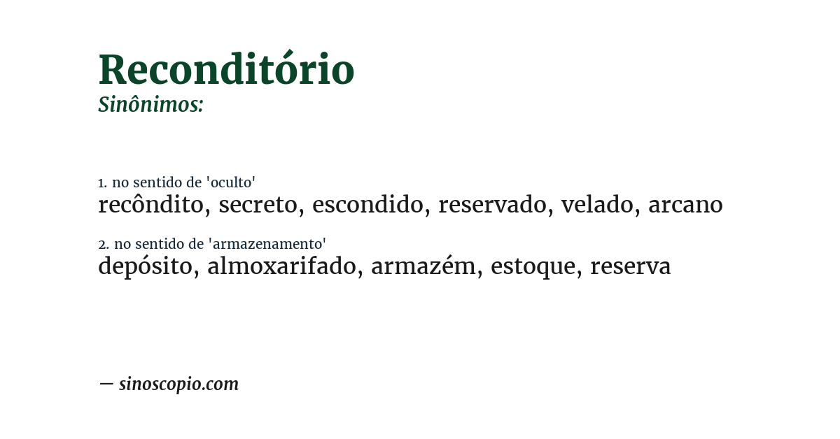 Sinônimo de reconditório