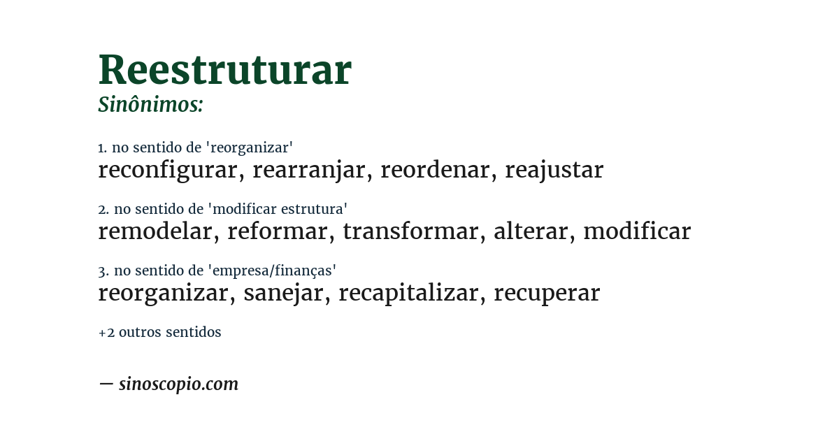 Sinônimo de reestruturar