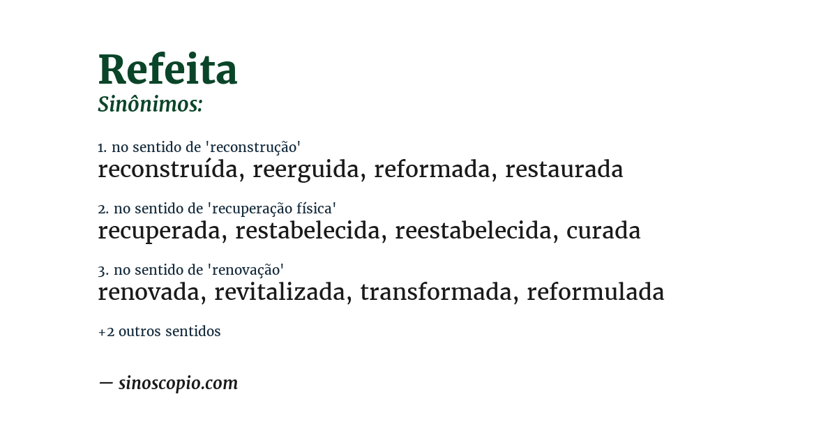 Sinônimo de refeita