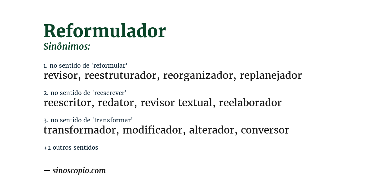Sinônimo de reformulador