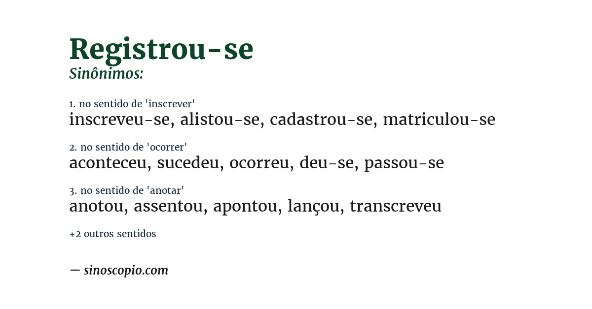 Sinônimo de registrou-se