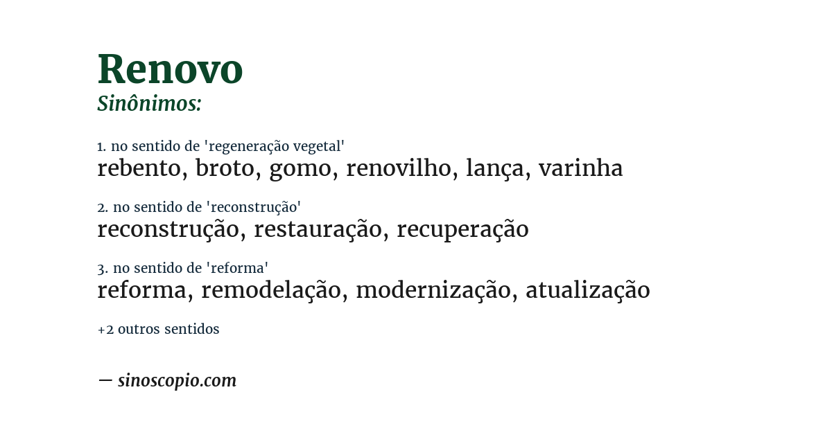 Sinônimo de renovo
