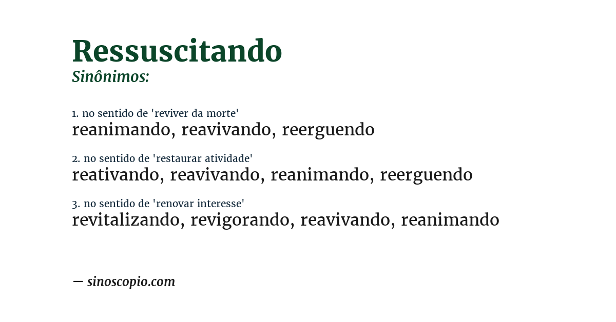Sinônimo de ressuscitando
