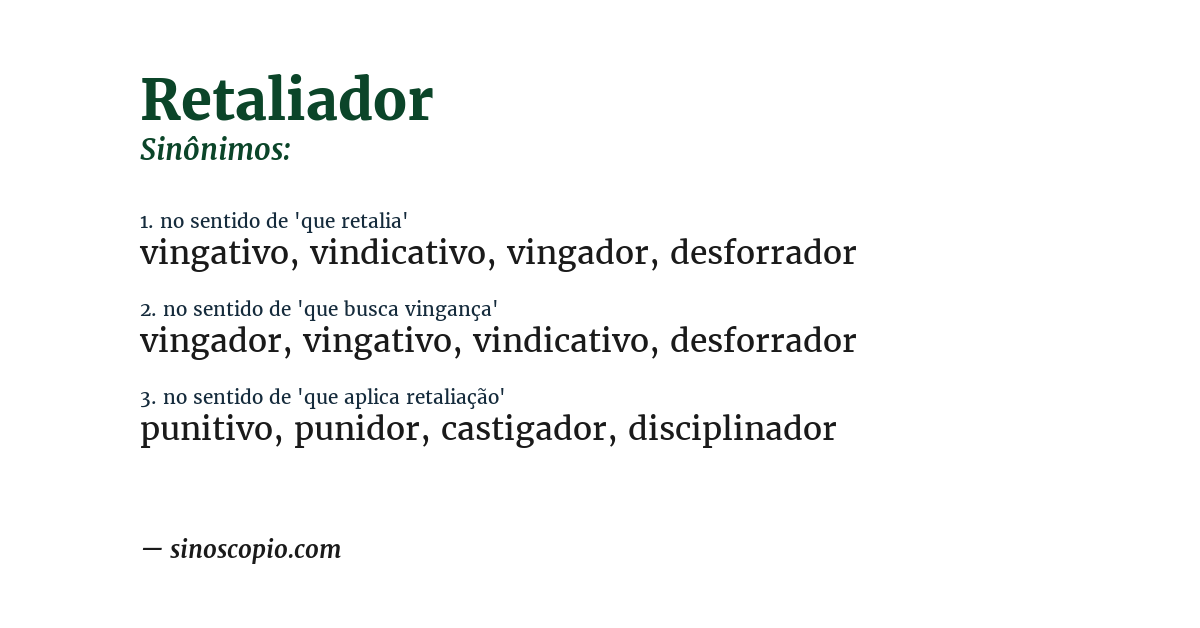 Sinônimo de retaliador