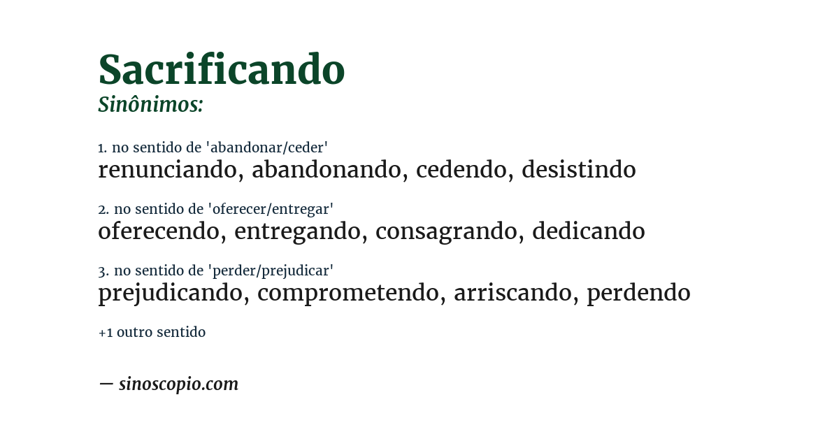 Sinônimo de sacrificando